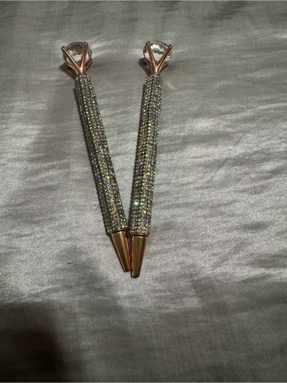 Rose-Gold Crystal Statement Pen – Pavé Crystal Detail - Picture 2 of 4